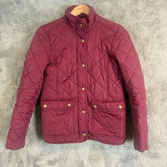 J. Crew Downtown Quilted Field Jacket Utility Barn XS Extra Small Maroon Red - Picture 1 of 9